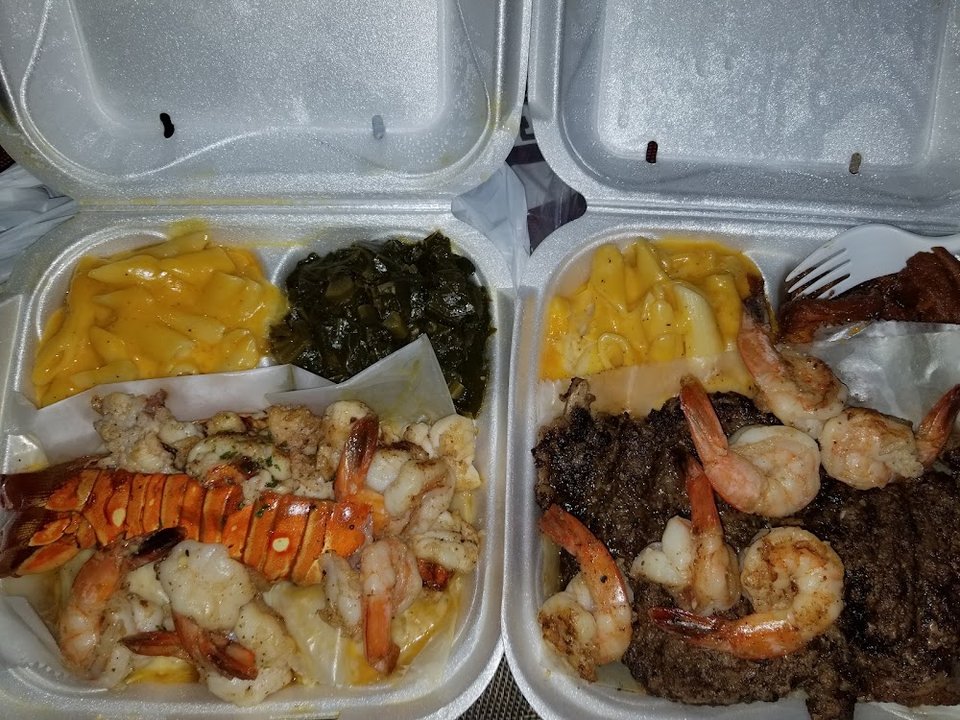 Steak and Shrimp Yams Garlic Potato's
